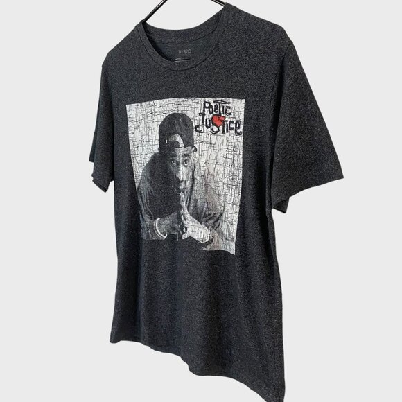 Hybrid Apparel Tupac Shakur Poetic Justice T-Shirt Men's Medium Gray Rap Hip-Hop - Picture 2 of 10